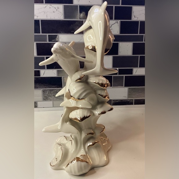 Rare Lenox Wave dancers Cream & Gold Dolphins Figurine Vintage Porcelain - Picture 8 of 13